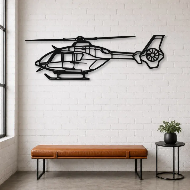 Silhouette en métal d'hélicoptère EC135T2, décoration intérieure, cadeau d'anniversaire, silhouette d'aéronef