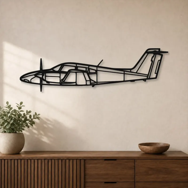 Silhouette en métal d'avion PA-44 Seminole, Décoration murale en métal, Décor aéronautique, Cadeau pour aviateur