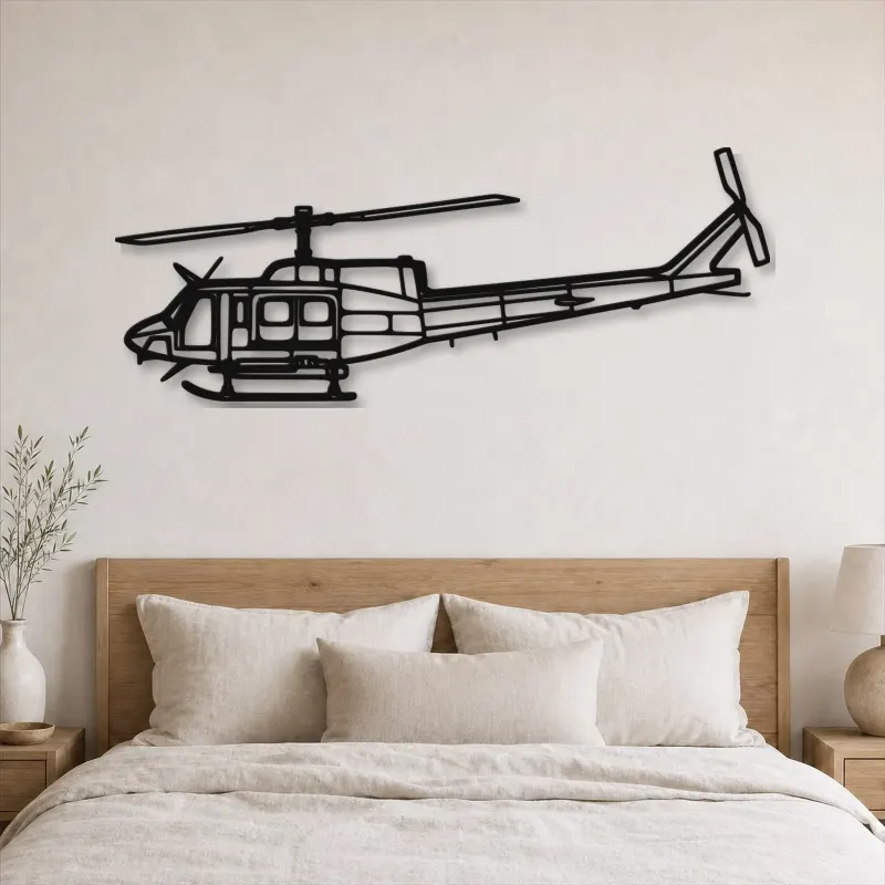 Silhouette d'avion Bell 212 en métal, Décoration murale en métal, Décor aéronautique, Cadeau pour aviateur