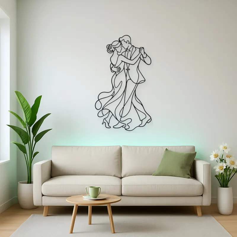 Dancing Close Embrace Metal Wall Art | Romantic Couple Decor