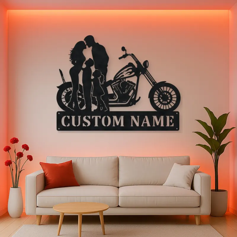 Personalized Chopper Family of Four Metal Wall Art