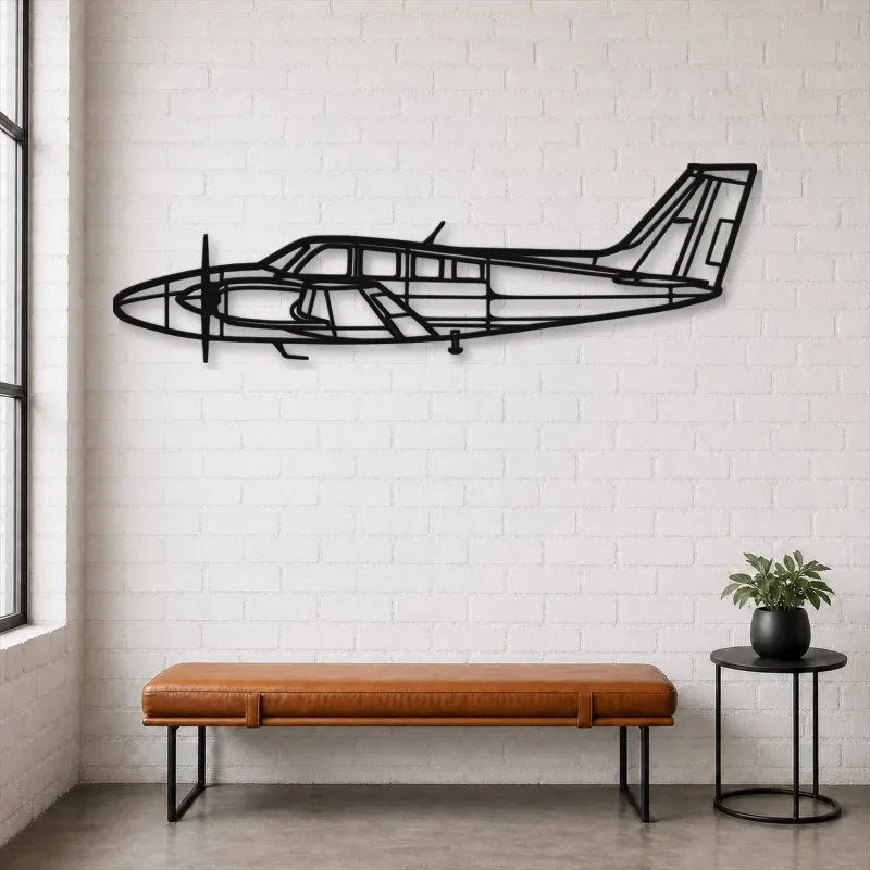 Silhouette d'avion Baron G58 en métal, Décoration murale en métal, Décor aéronautique, Cadeau pour aviateur