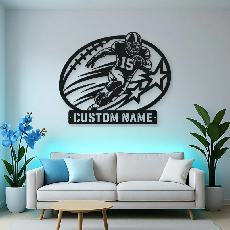 Personalized Number 15 Running Back Stars Metal Wall Art
