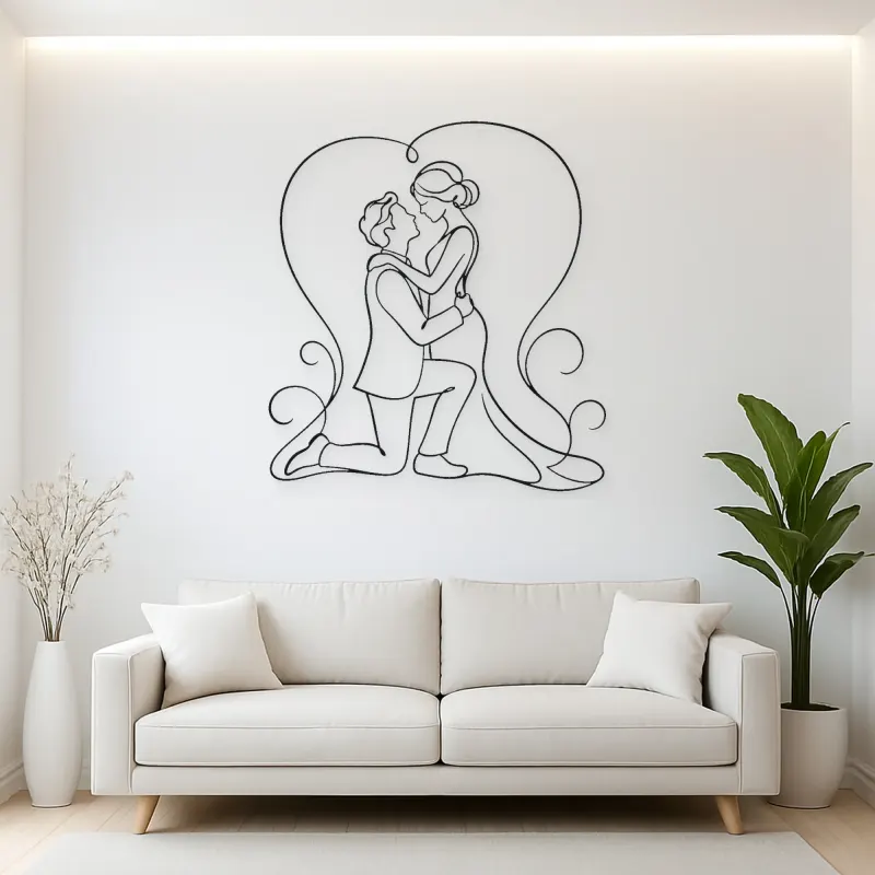 Proposal Kneel Pair Metal Wall Art | Romantic Couple Decor