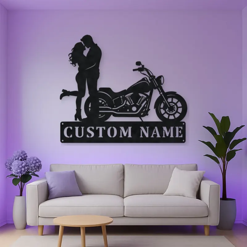 Personalized Cruiser Couple Metal Wall Art with Lifted Heel
