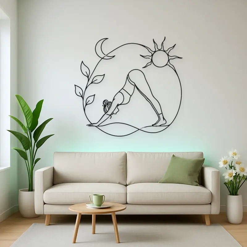 Downward Dog Line Metal Wall Art | Yoga and Meditation Wall Decor