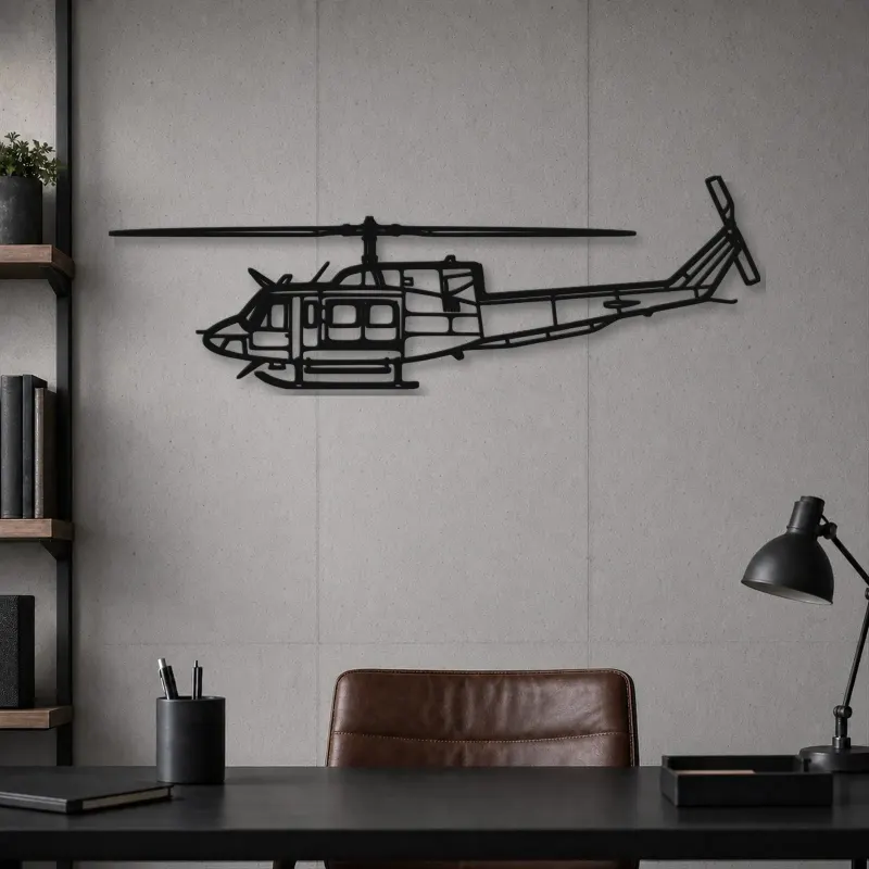 Silhouette d'avion Bell 212 Sentry en métal, Décoration murale en métal, Décor aéronautique, Cadeau pour aviateur