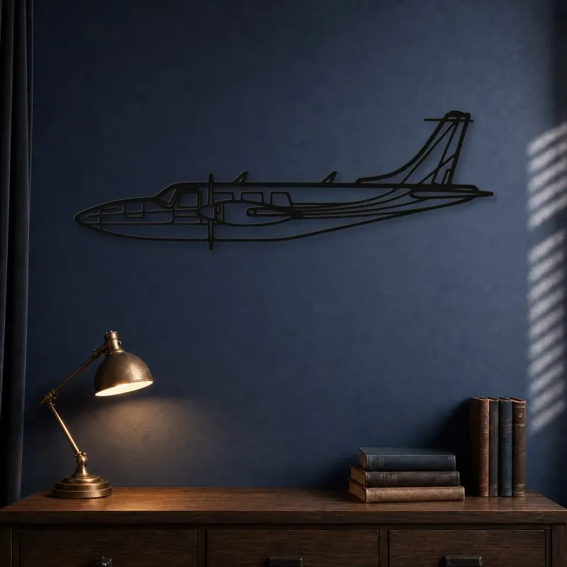 Silhouette en métal d'avion Piper Aerostar 600A, Décoration murale en métal, Décor aéronautique, Cadeau pour aviateur