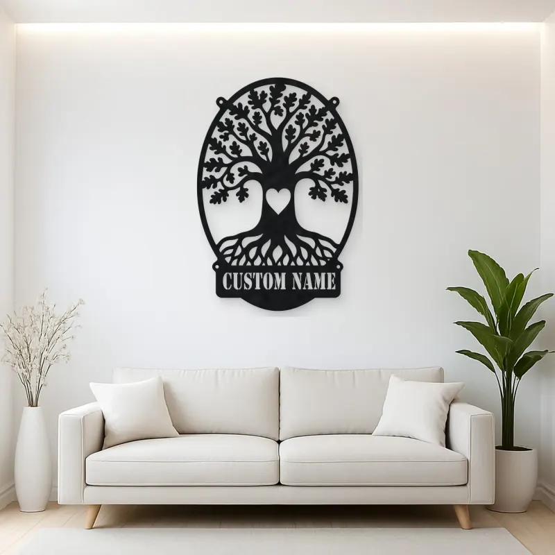 Personalized Oak Tree Metal Wall Art with Heart