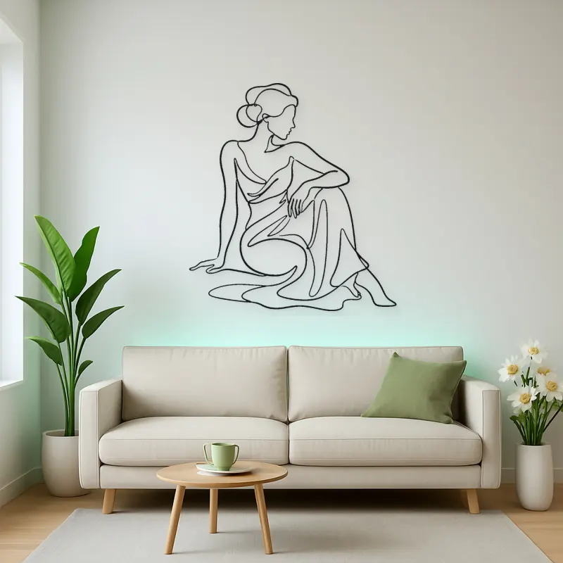 Poised Seated Woman Metal Wall Art | Fashion Figure Wall Decor