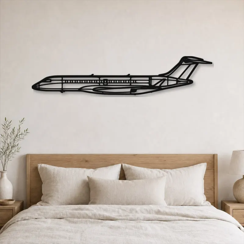 Insegna in metallo silhouette aereo Global 7500, Silhouette aereo in metallo, Decorazione da parete aviatore
