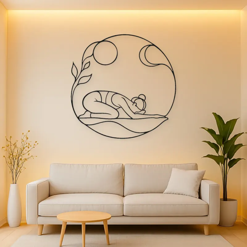 Child Pose Calm Metal Wall Art | Yoga and Meditation Wall Decor