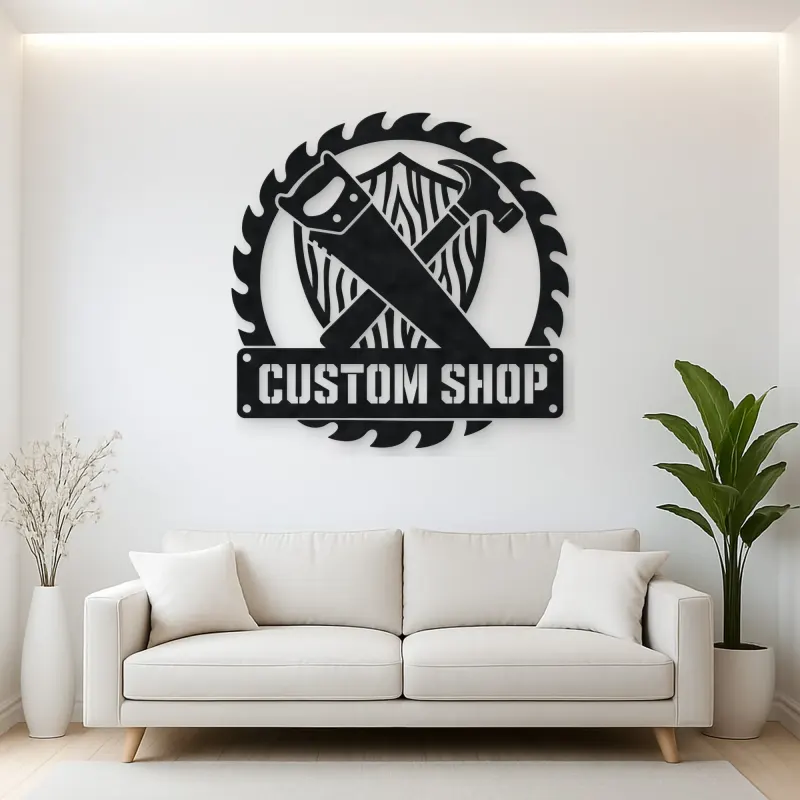 Personalized Woodworker Tools Metal Wall Art with Saw Blade