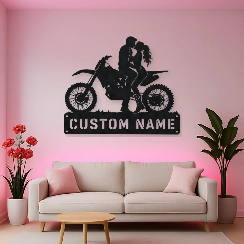 Personalized Dirt Bike Couple Metal Wall Art