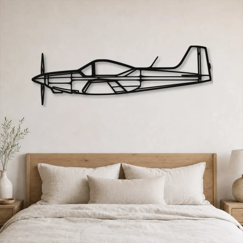 Silhouette en métal d'avion Falco F8L, décoration murale en métal, décoration aéronautique, cadeau pour aviateurs