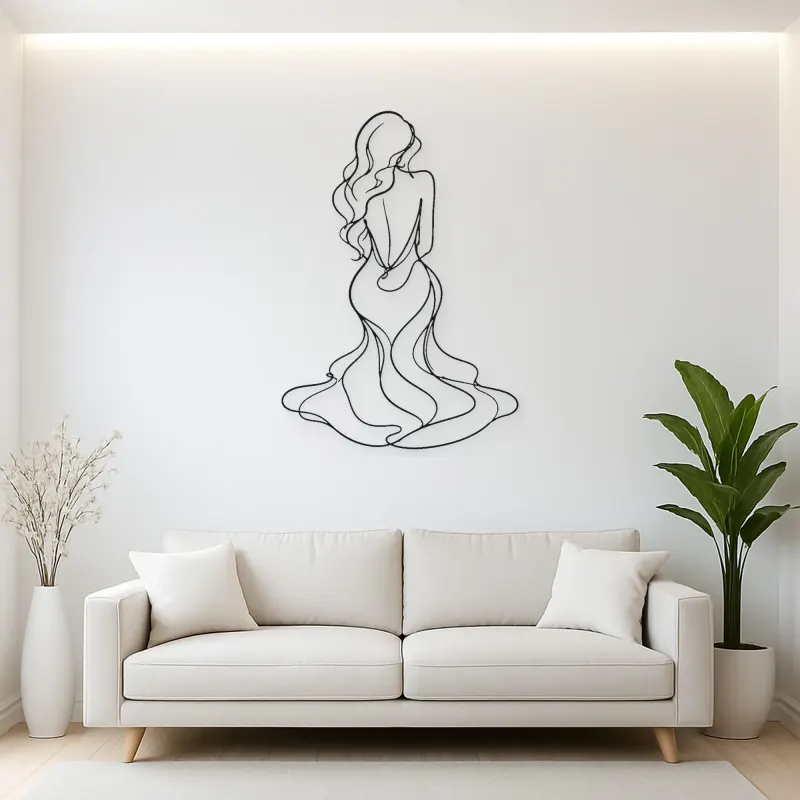 Long Hair Back Pose Metal Wall Art | Feminine Figure Wall Decor