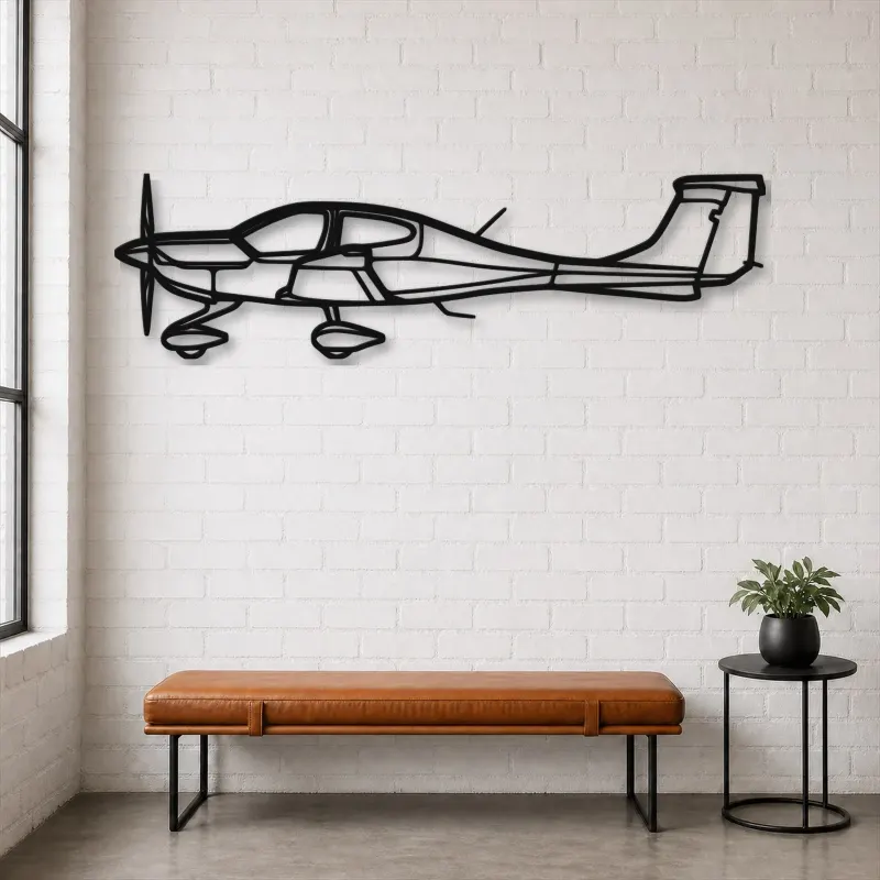 Silhouette d'avion DA40 en métal, Décoration murale aéronautique