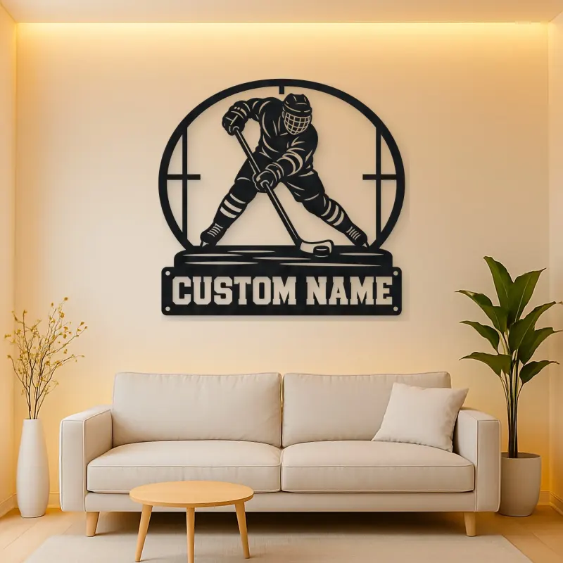 Personalized Ice Hockey Player Metal Wall Art