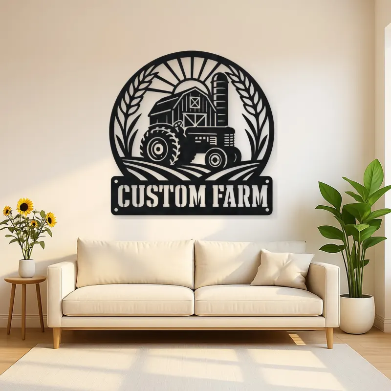 Personalized Tractor Farm Metal Wall Art with Barn Scene