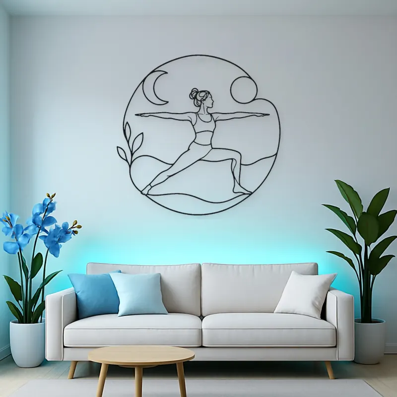 Warrior Two Horizon Metal Wall Art | Yoga and Meditation Wall Decor