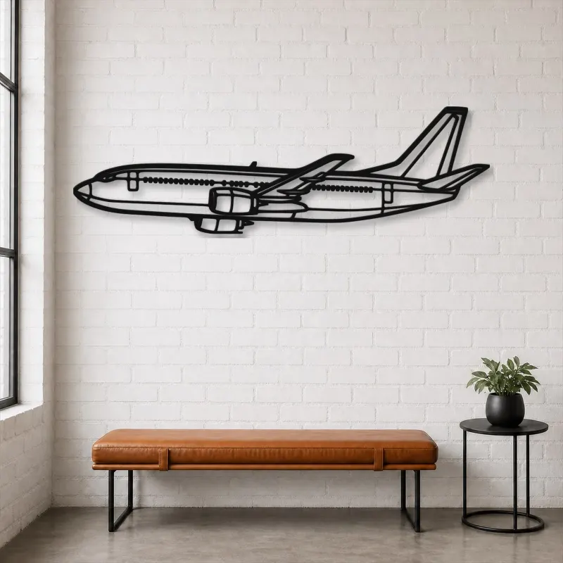 Silhouette d'avion B737-300 Angle en métal, Décoration murale en métal, Décor aéronautique, Cadeau pour aviateur