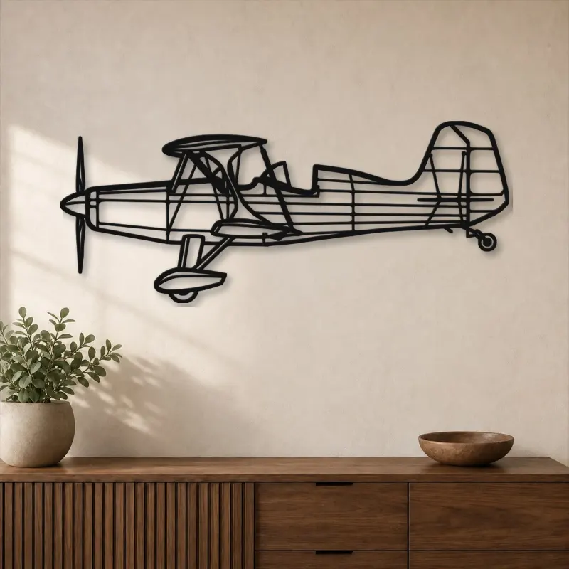 Silhouette in Metallo dell'Aereo Starduster too, Insegna in Metallo, Decorazione da Parete Aeronautica, Decorazione per Aviatori
