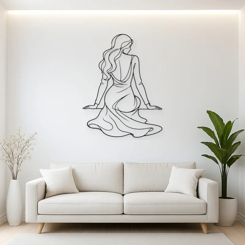 Seated Back Muse Metal Wall Art | Feminine Figure Wall Decor