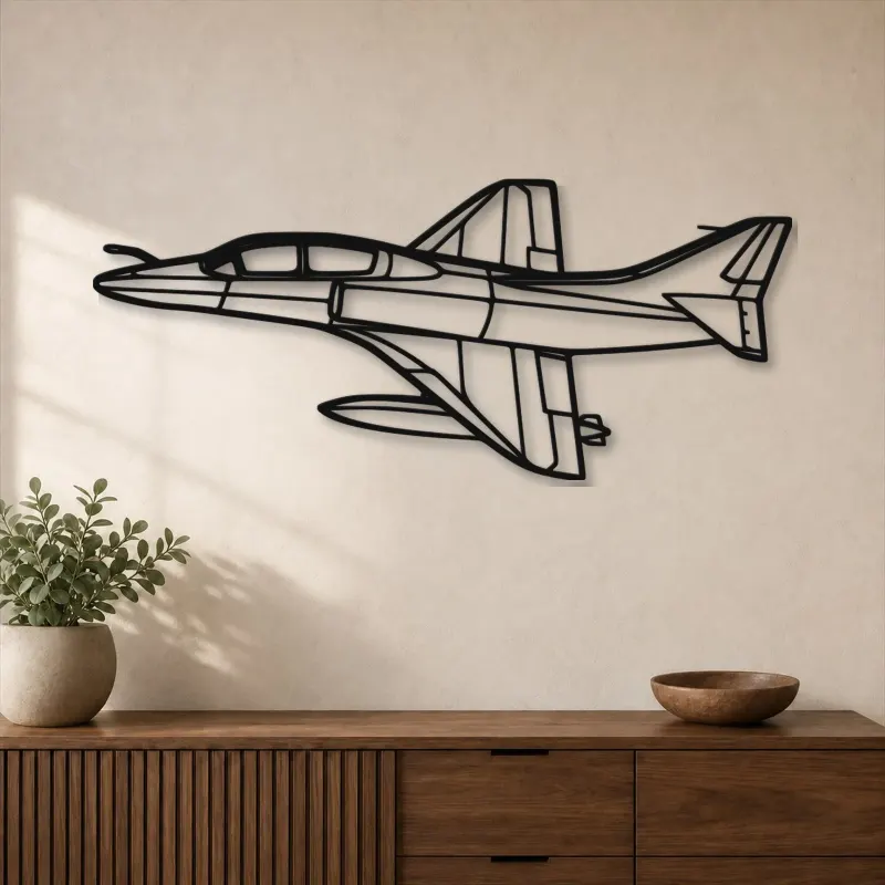 Silhouette d'avion TA-4J Skyhawk Angle en métal, Décoration murale en métal, Décor aéronautique, Décor d'aviation