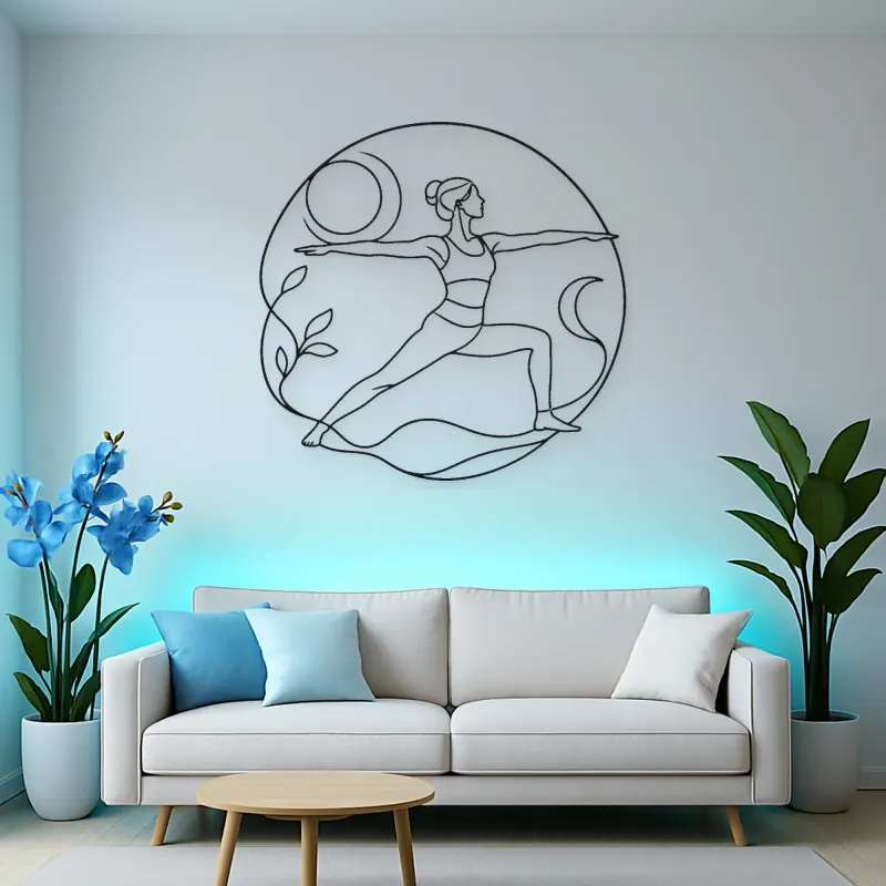 Peaceful Warrior Curve Metal Wall Art | Yoga and Meditation Wall Decor