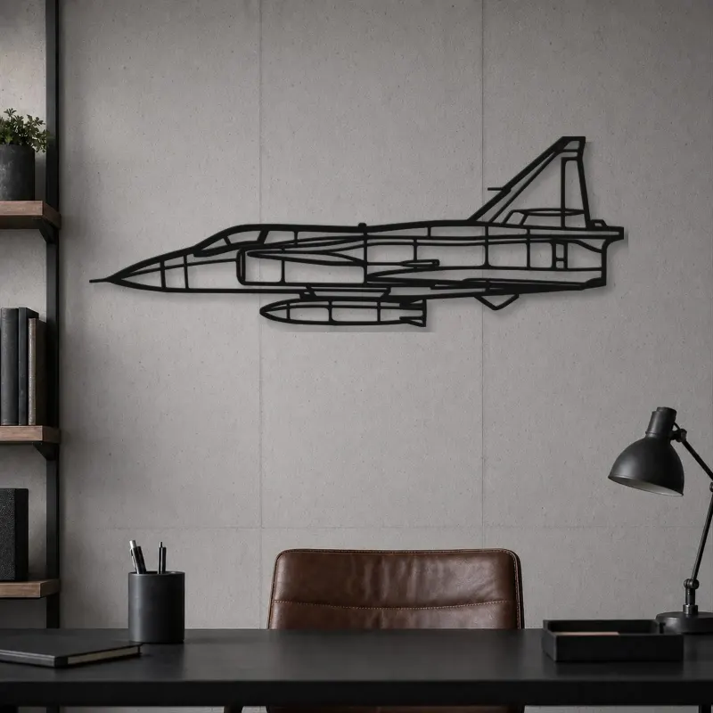 Silhouette en métal d'avion de chasse JA37 C Viggen, Décoration murale en métal, Décor aéronautique, Décor d'aviation