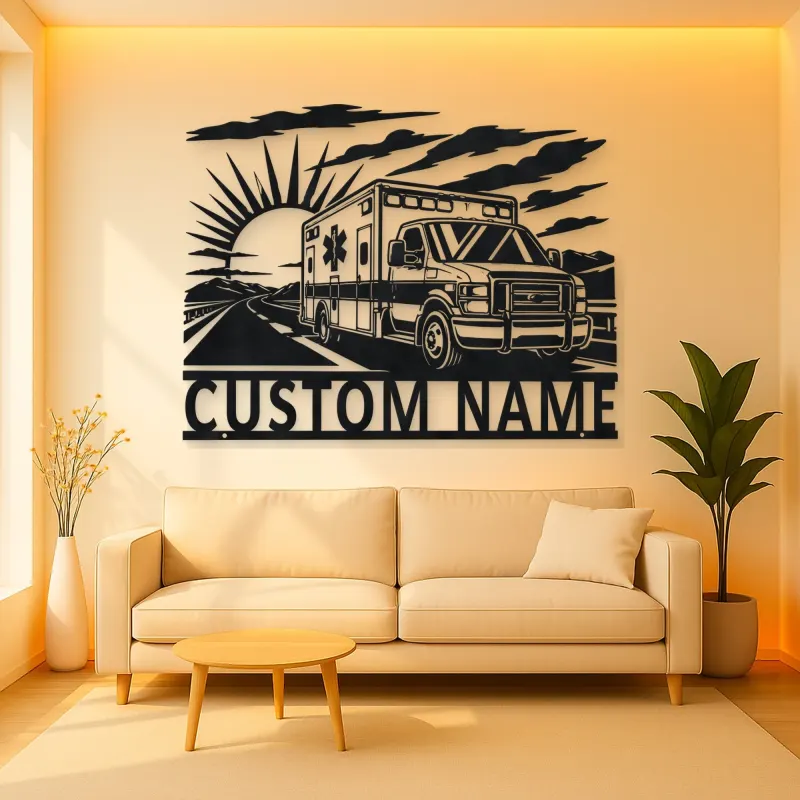 Personalized Sunrise Ambulance Highway Metal Wall Art