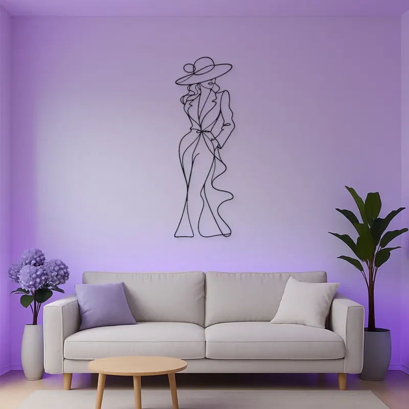 Fashion Hat Silhouette Metal Wall Art | Fashion Figure Wall Decor