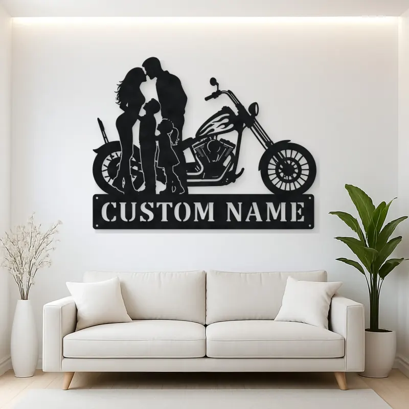 Personalized Chopper Family of Four Metal Wall Art