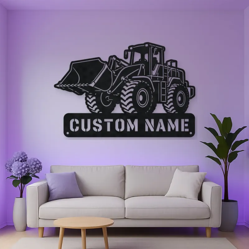 Personalized Heavy Wheel Loader Raised Bucket Metal Wall Art