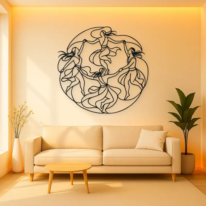 Tribal Dance Circle Metal Wall Art | Dance Silhouette Wall Decor