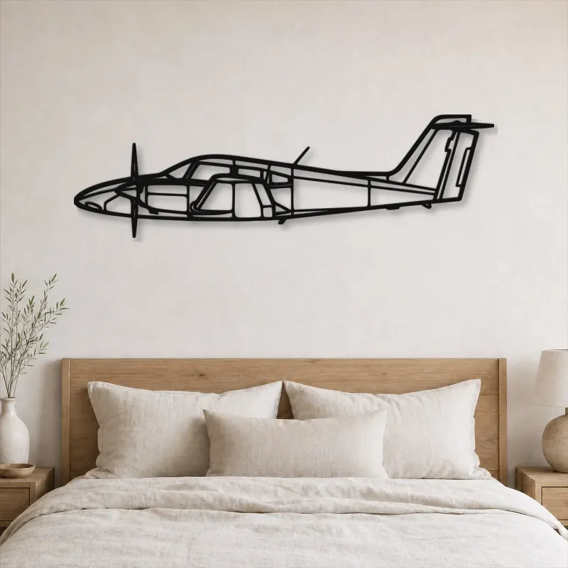 Silhouette en métal d'avion PA-44 Seminole, Décoration murale en métal, Décor aéronautique, Cadeau pour aviateur