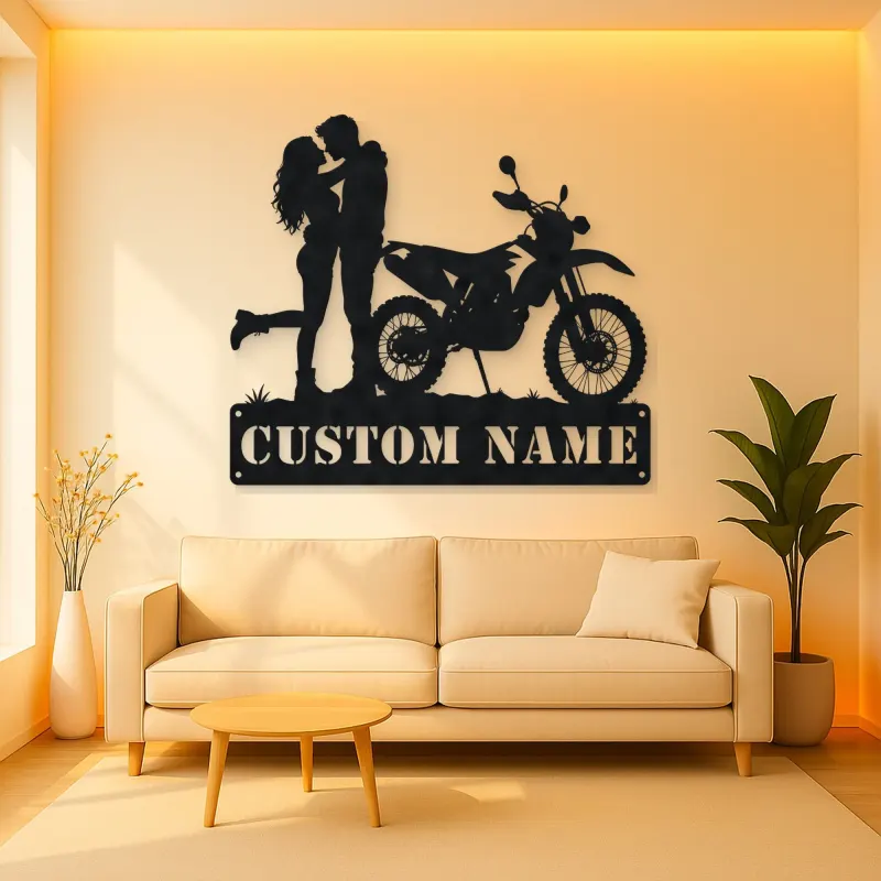 Personalized Dual Sport Motorcycle Couple Metal Wall Art