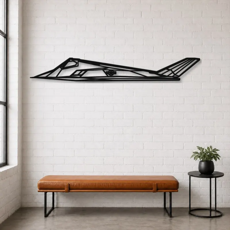 Silhouette d'avion F-117 Nighthawk en métal, Décoration murale aéronautique