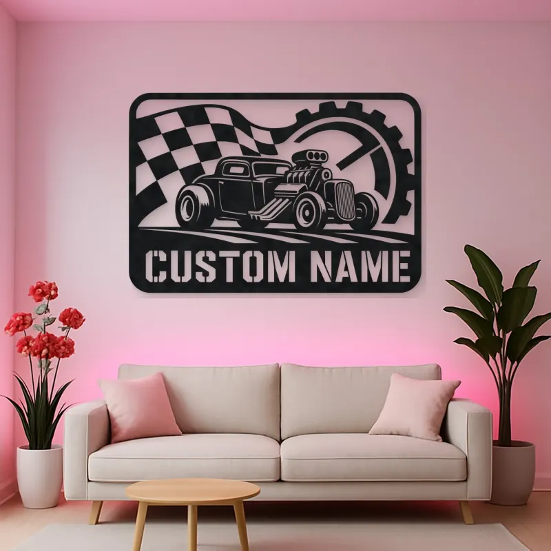 Personalized Hot Rod Racing Metal Wall Art