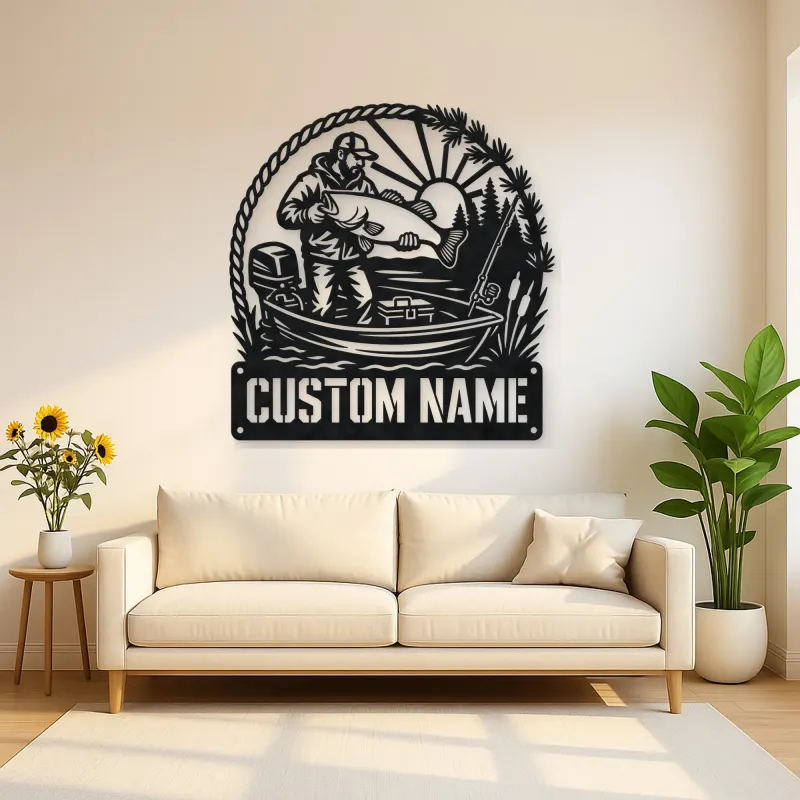 Personalized Fisherman Big Catch Boat Metal Wall Art