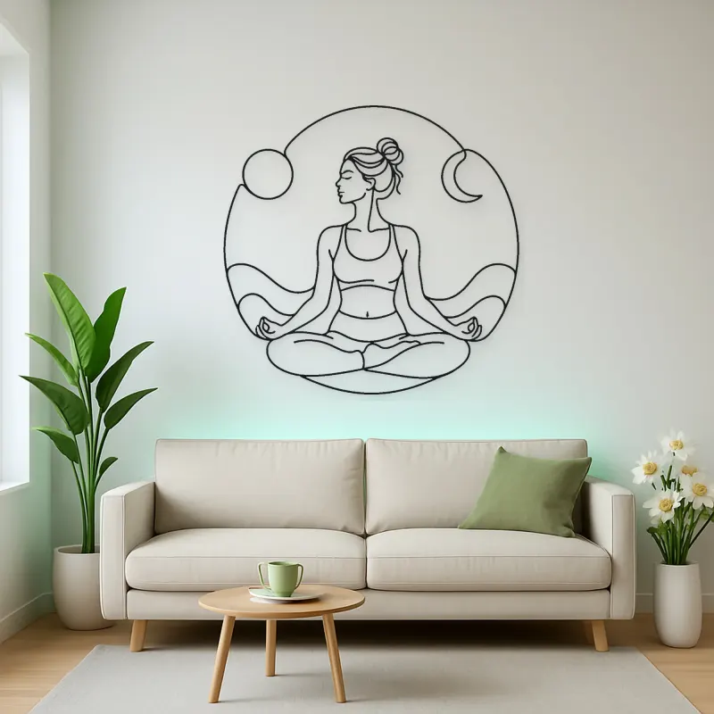 Lotus Pose Meditation Metal Wall Art | Yoga and Meditation Wall Decor
