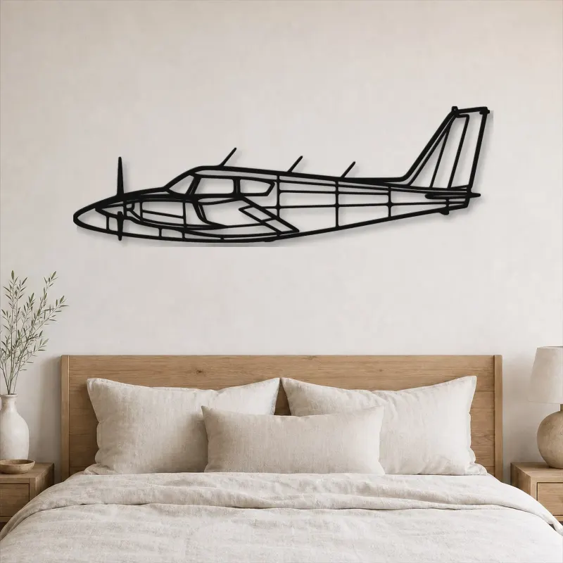 Silhouette d'avion PA-30 Twin Comanche en métal, Décoration murale en métal, Décor aéronautique, Décor d'aviation