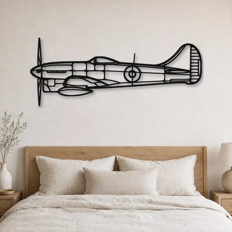 Insegna in metallo silhouette aereo Tempest Mk V, Silhouette aereo in metallo, Decorazione murale aviatore
