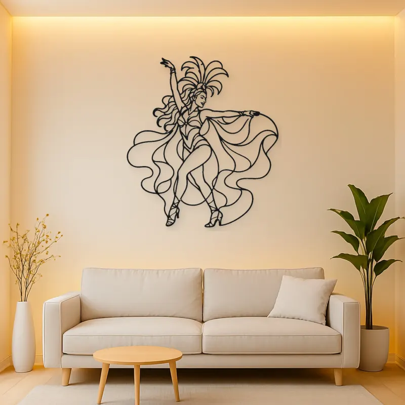 Samba Carnival Pose Metal Wall Art | Dance Silhouette Wall Decor