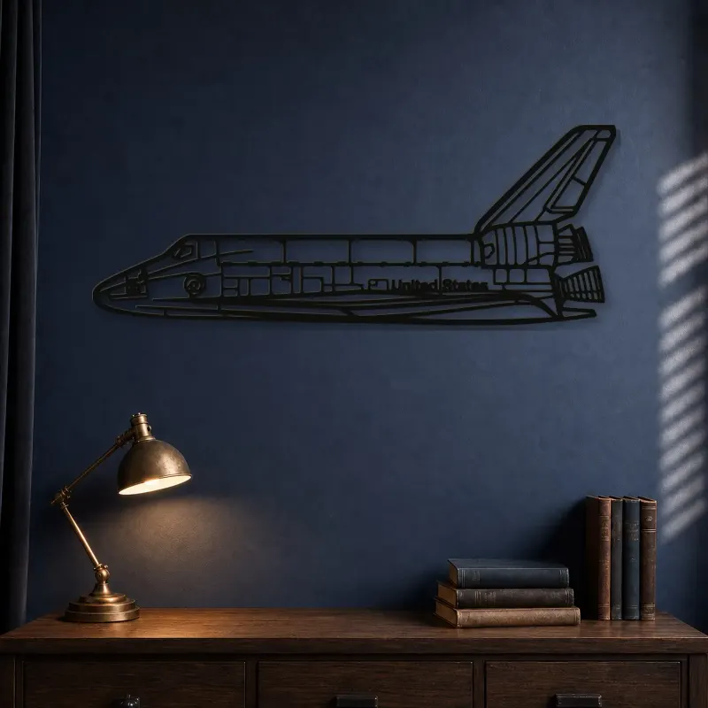 Silhouette en métal de la navette spatiale, décoration murale en métal, décoration aéronautique, décoration d'aviation
