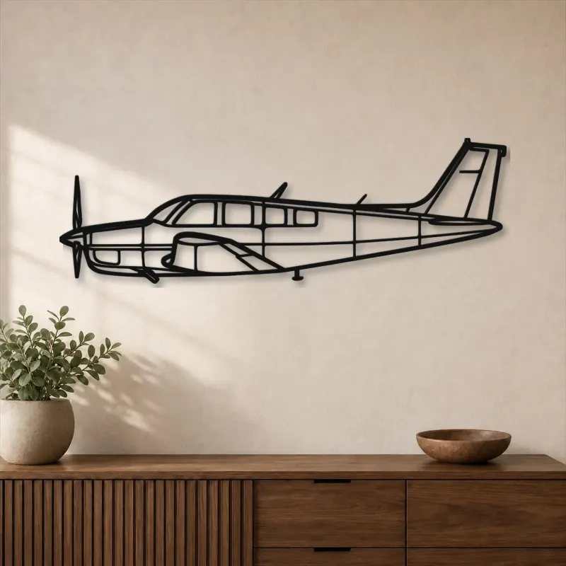 Silhouette d'avion Bonanza A36 en métal, Décoration murale en métal, Décor aéronautique, Décor d'aviation