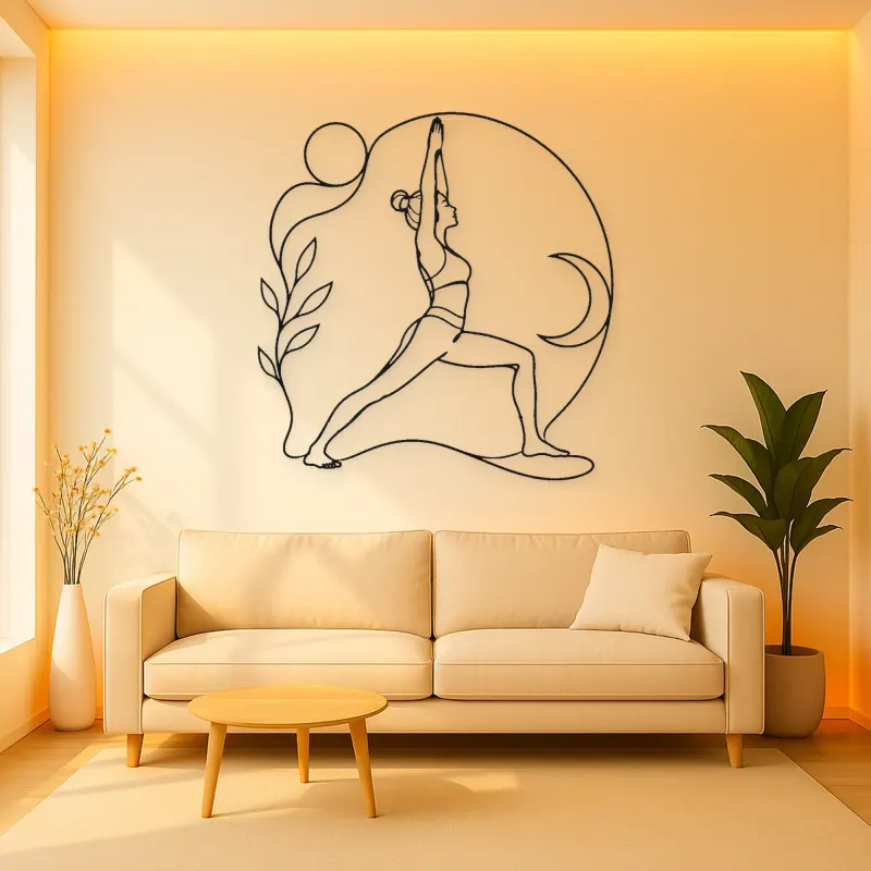 Warrior One Strength Metal Wall Art | Yoga and Meditation Wall Decor
