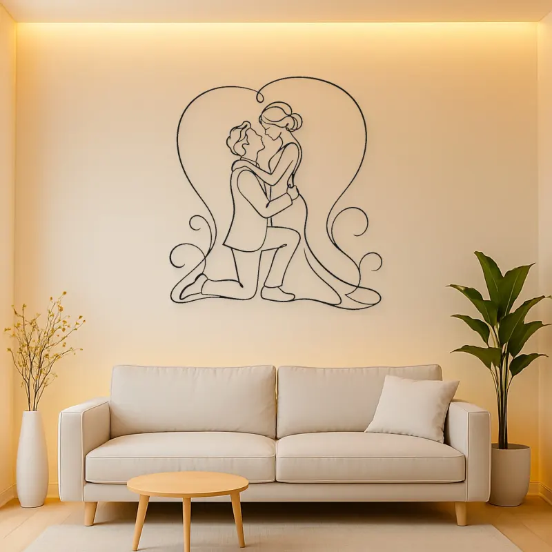 Proposal Kneel Pair Metal Wall Art | Romantic Couple Decor