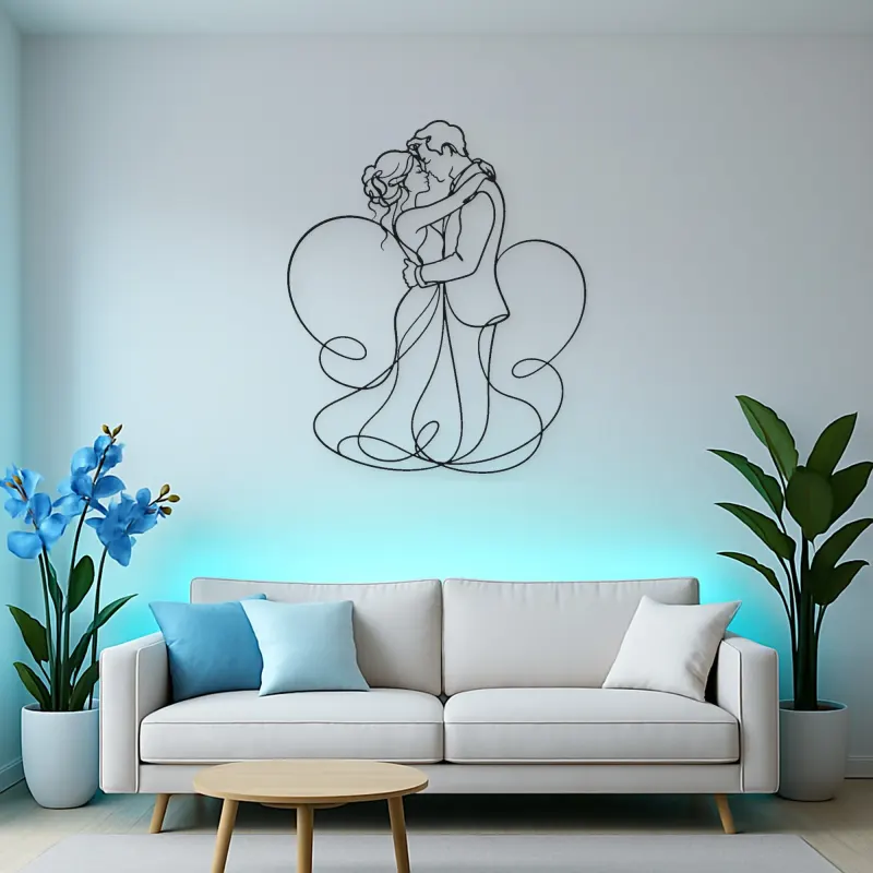 Nose Touch Couple Metal Wall Art | Romantic Couple Decor