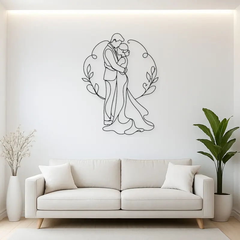 Newlywed Hug Metal Wall Art | Romantic Couple Decor